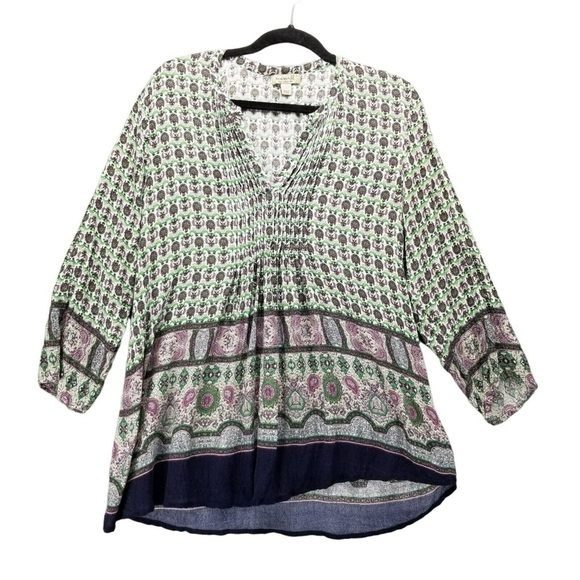 ONE WORLD Tops - EUC One World Farmers Market gauze peasant Top, M
